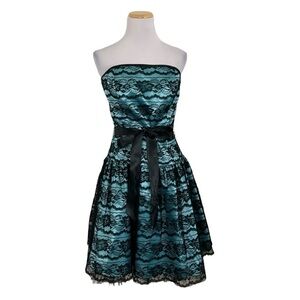 Vintage 80s 90s Jessica McClintock Gunne Sax strapless Mini Dress juniors 9/10